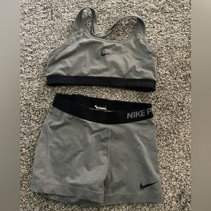 Nike compression shorts and sports bra